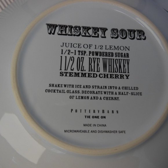 Pottery Barn Cocktail Plates  2 boxed sets= 8,  TIE ONE ON cowboy recipe plates - Picture 8 of 11